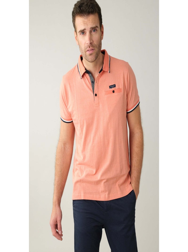 Polo en jersey  'Deeluxe' Orange corail - Kiabi