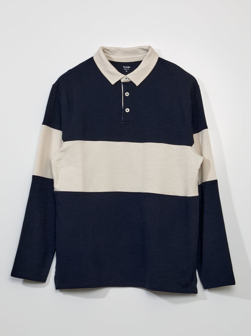Polo en jersey esprit rugby Bleu marine - Kiabi