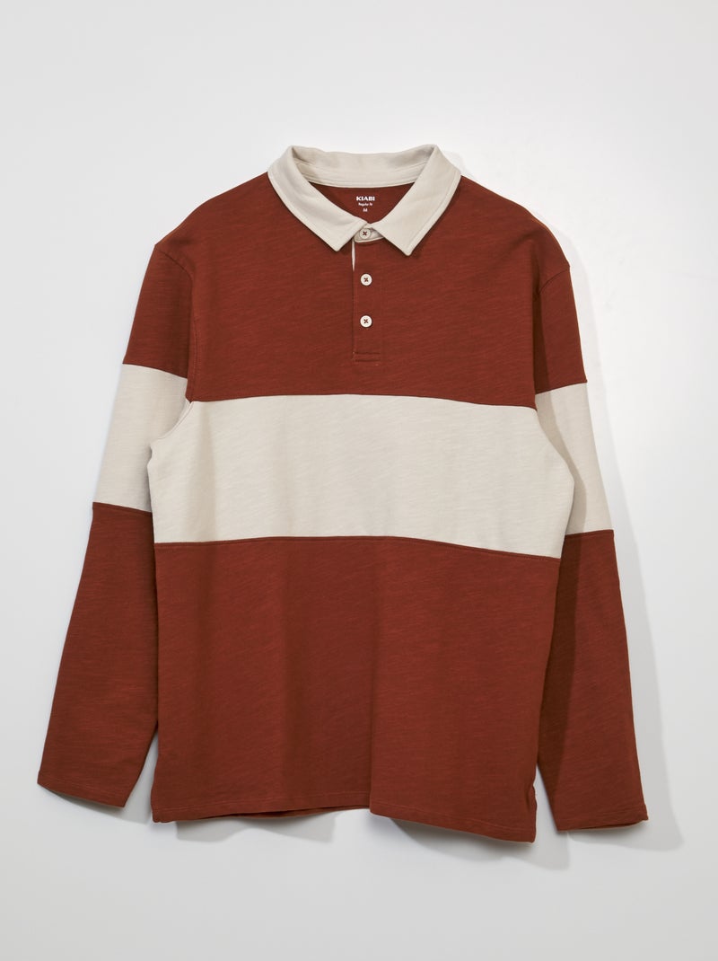Polo en jersey esprit rugby marron - Kiabi