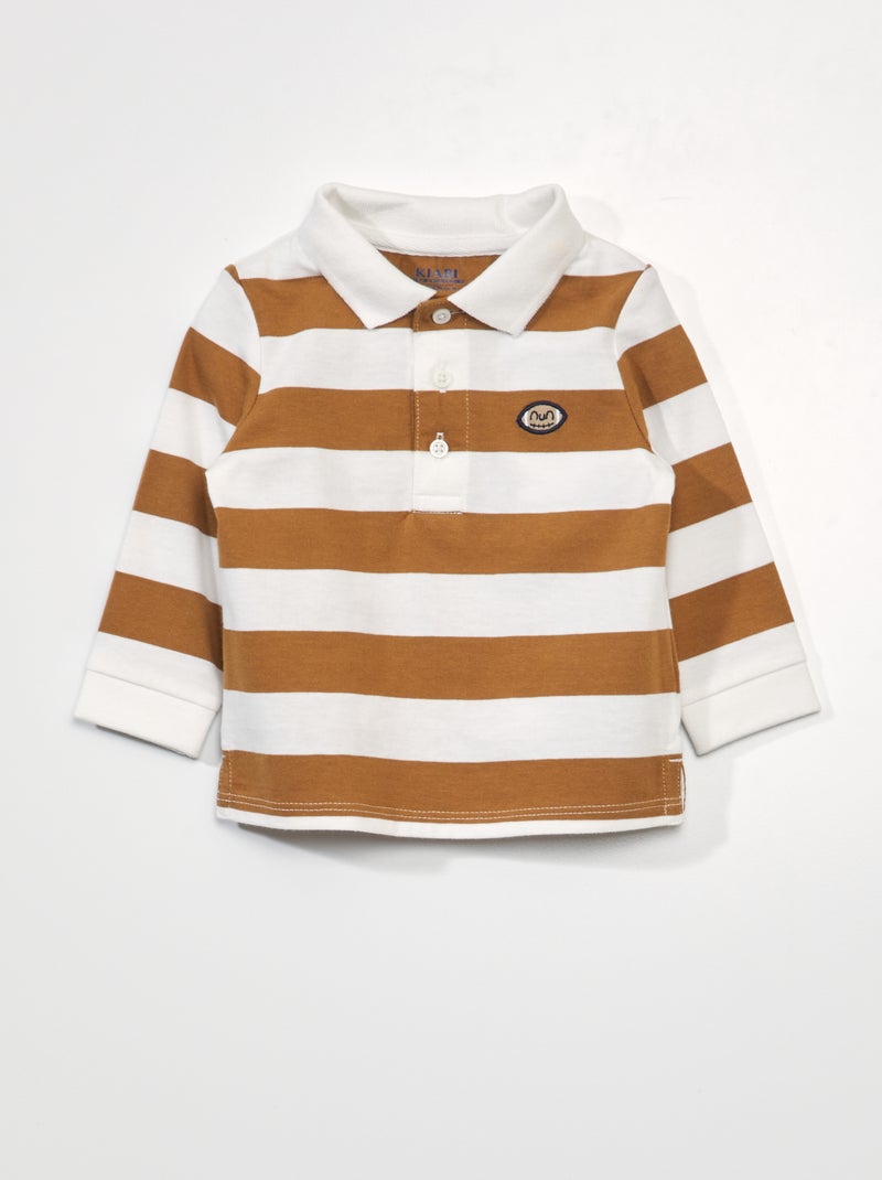 Polo en jersey Marron/blanc - Kiabi
