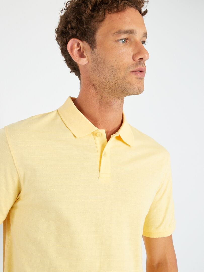 Polo en jersey uni à relief Jaune - Kiabi