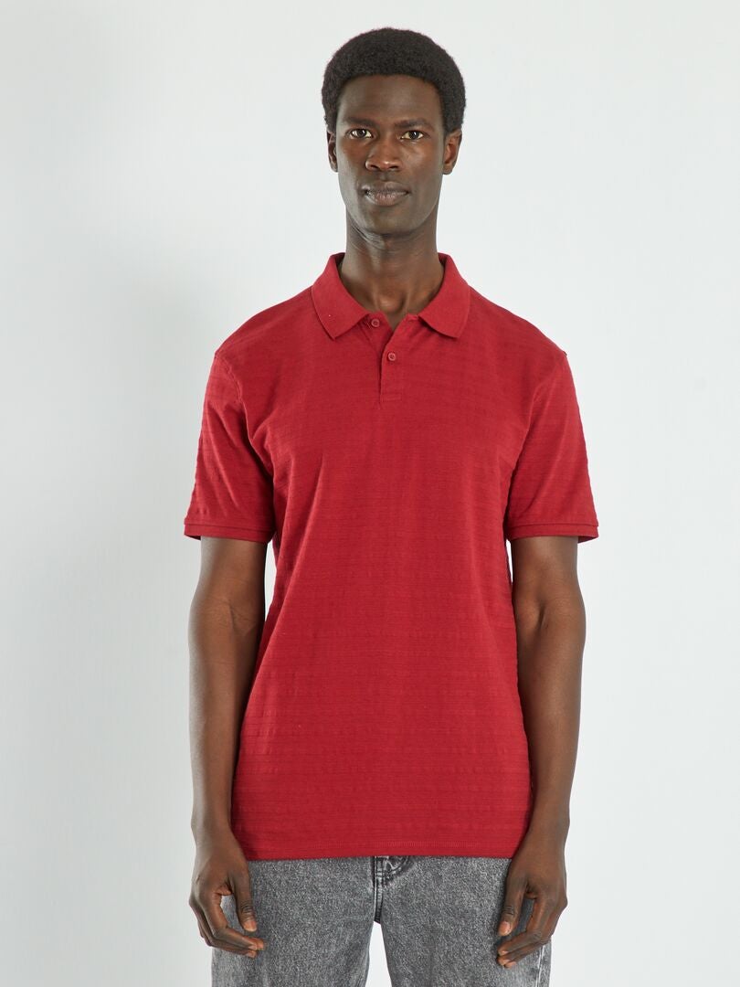 Polo en jersey uni à relief Rouge - Kiabi