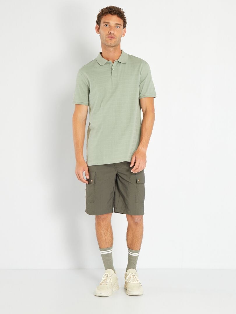 Polo en jersey uni à relief Vert - Kiabi