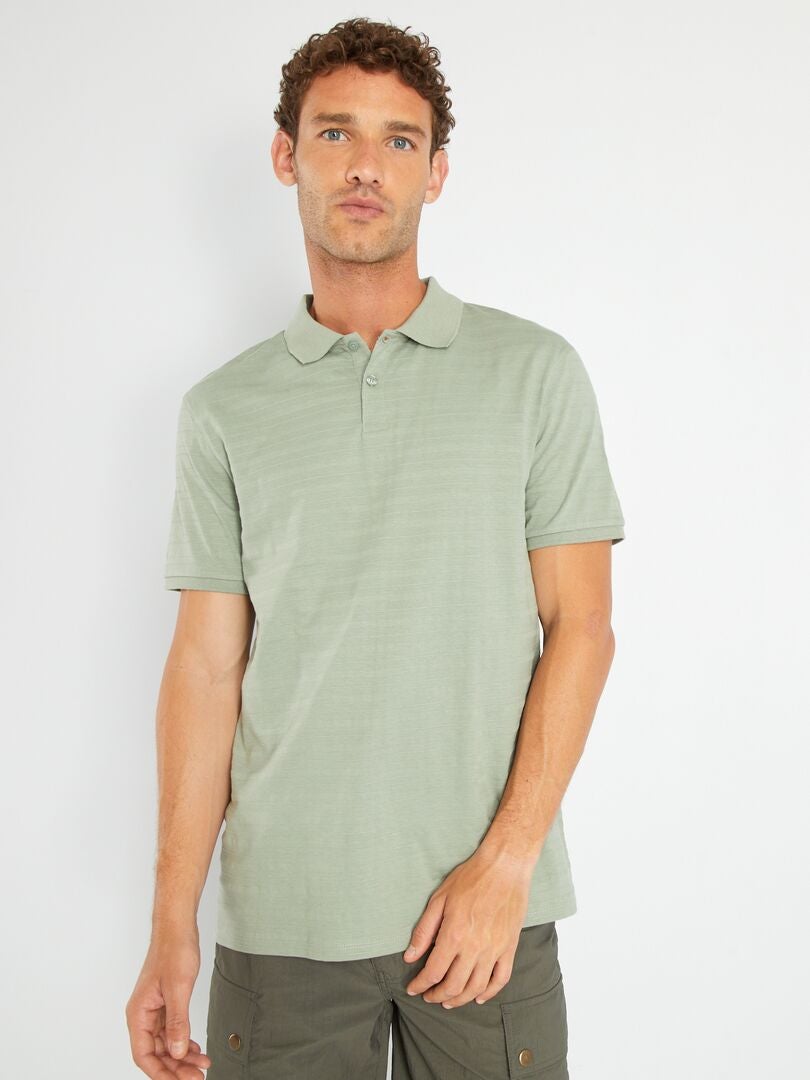 Polo en jersey uni à relief Vert - Kiabi