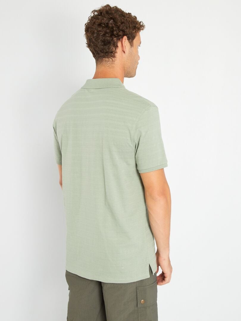 Polo en jersey uni à relief Vert - Kiabi