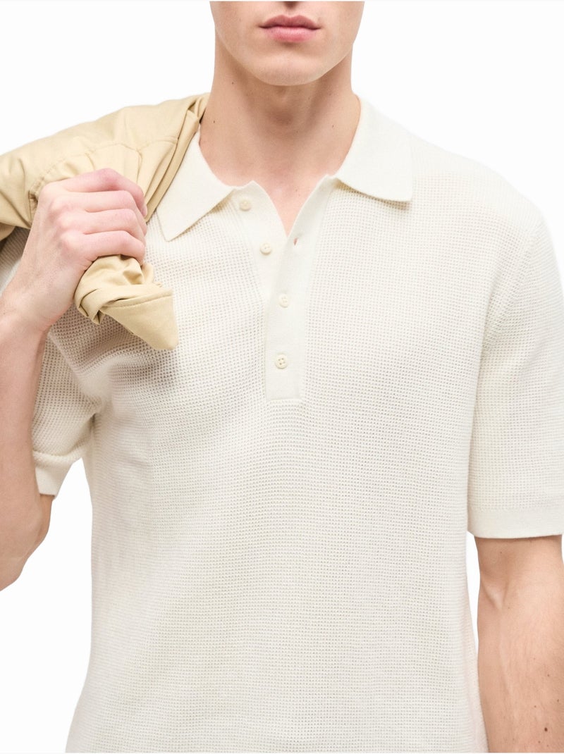 Polo en maille - Calvin Klein Blanc cassé - Kiabi