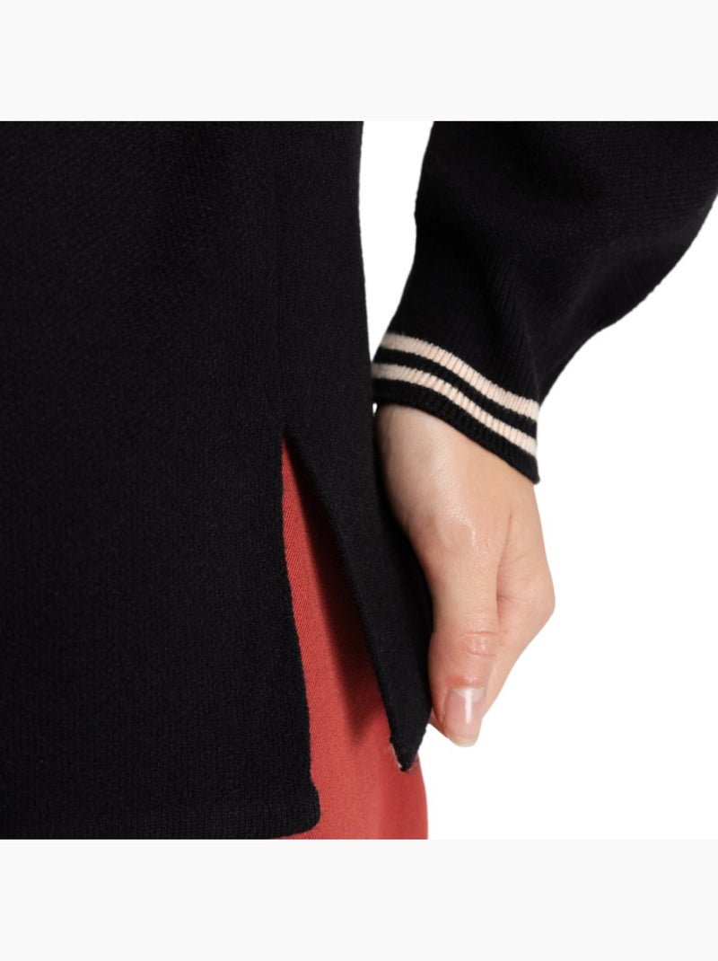 Polo en maille à manches longues femme femme verelle-w Noir - Kiabi