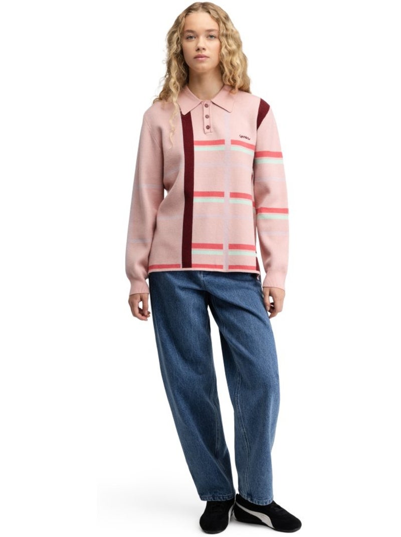 Polo en maille à manches longues femme femme verelle-w Rose - Kiabi