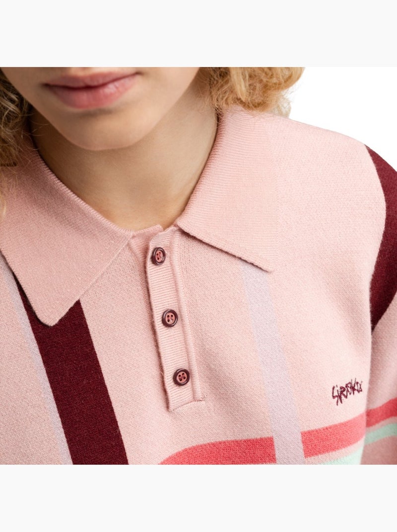Polo en maille à manches longues femme femme verelle-w Rose - Kiabi