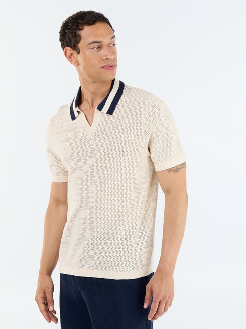 Polo en maille ajourée à manches courtes - Kiabi