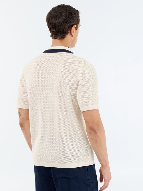 Polo en maille ajourée à manches courtes - Kiabi