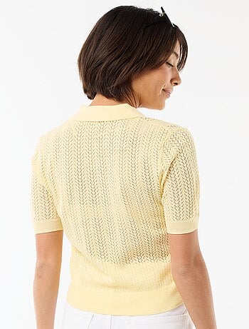 Polo en maille ajourée à manches courtes