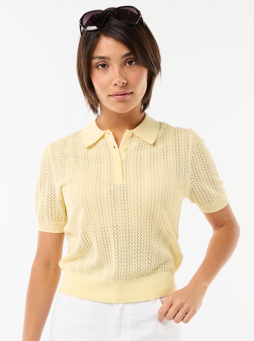 Polo en maille ajourée à manches courtes - Kiabi Polo en maille ajourée à manches courtes - Kiabi