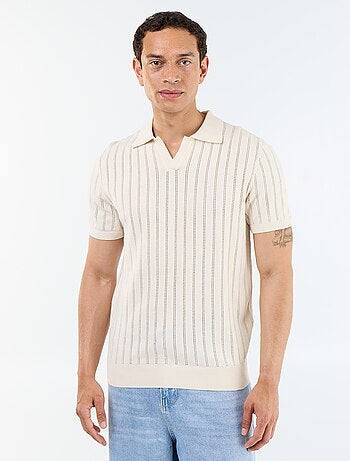 Polo en maille ajourée manches courtes