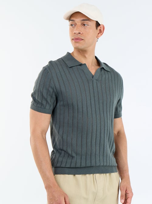 Polo en maille ajourée manches courtes - Kiabi