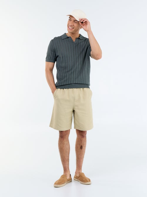 Polo en maille ajourée manches courtes - Kiabi