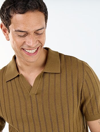 Polo en maille ajourée manches courtes