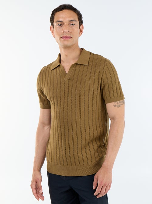 Polo en maille ajourée manches courtes - Kiabi