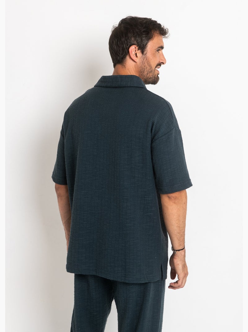 Polo en maille avec col à pointes - afibel Bleu - Kiabi