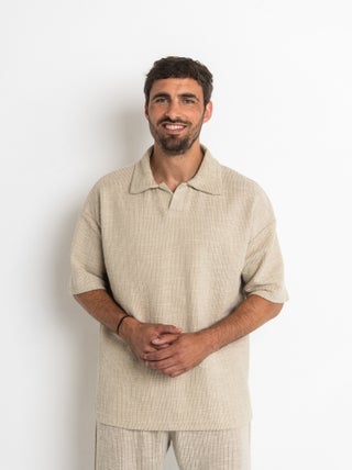 Polo en maille avec col tailleur