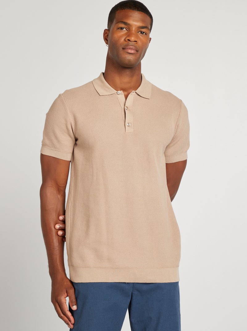 Polo en maille beige - Kiabi