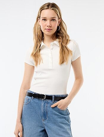 Polo en maille côtelé à manches courtes