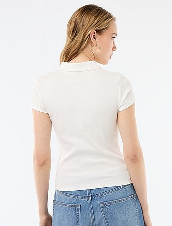 Polo en maille côtelé à manches courtes