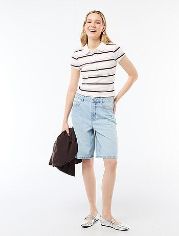 Polo en maille côtelé à manches courtes