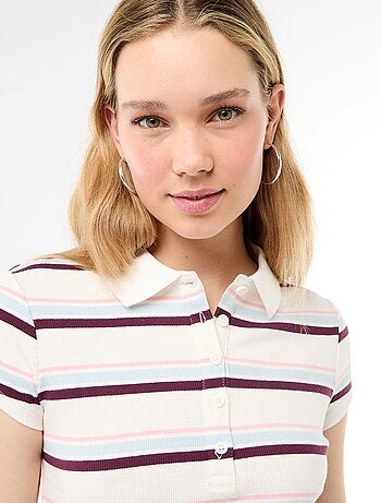 Polo en maille côtelé à manches courtes