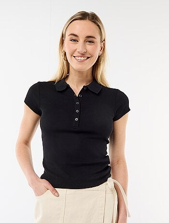 Polo en maille côtelé à manches courtes