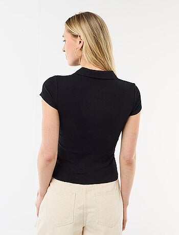 Polo en maille côtelé à manches courtes