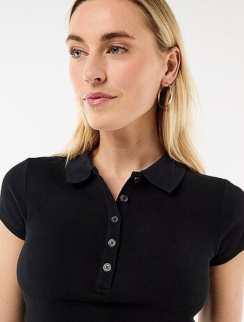 Polo en maille côtelé à manches courtes