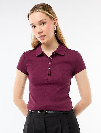 Polo en maille côtelé à manches courtes