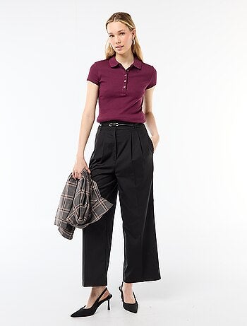 Polo en maille côtelé à manches courtes