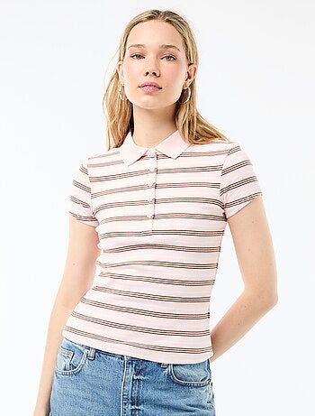 Polo en maille côtelé à manches courtes