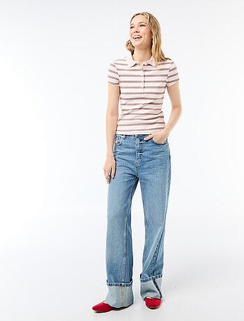 Polo en maille côtelé à manches courtes