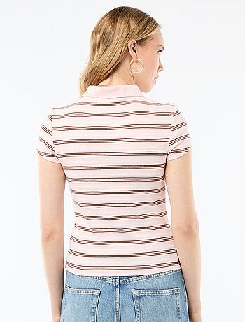 Polo en maille côtelé à manches courtes