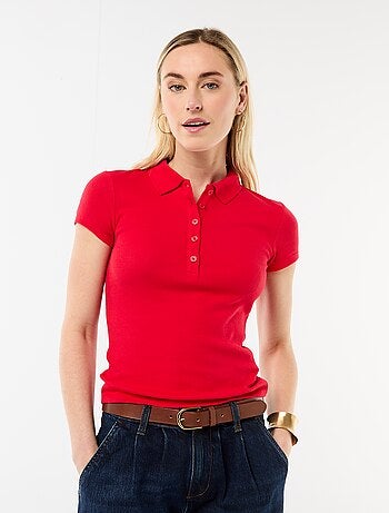 Polo en maille côtelé à manches courtes