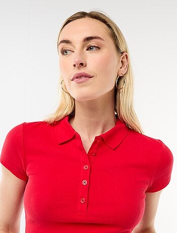 Polo en maille côtelé à manches courtes