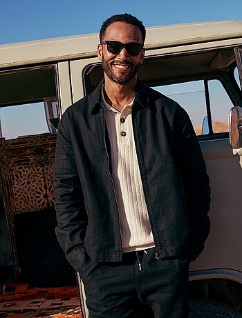 Polo en maille effet tricot