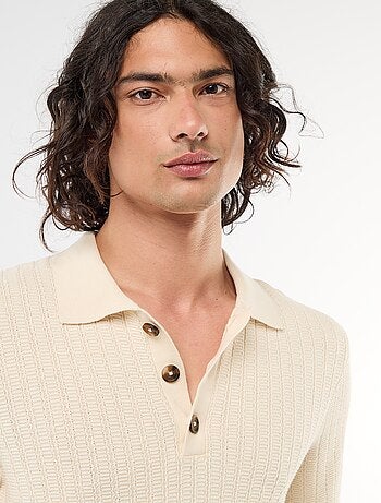 Polo en maille effet tricot