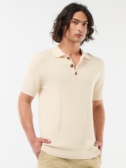 Polo en maille effet tricot - Kiabi
