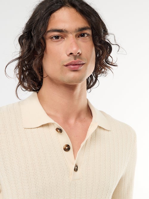 Polo en maille effet tricot - Kiabi