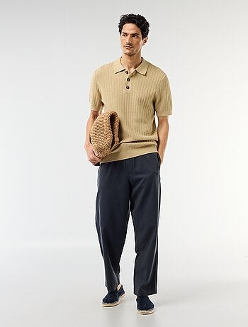 Polo en maille effet tricot