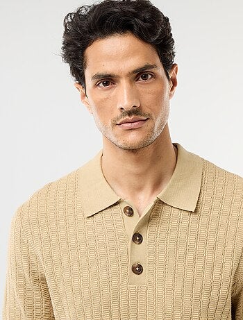 Polo en maille effet tricot