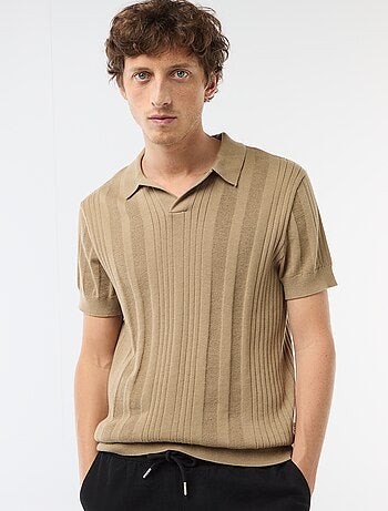 Polo en maille effet tricot