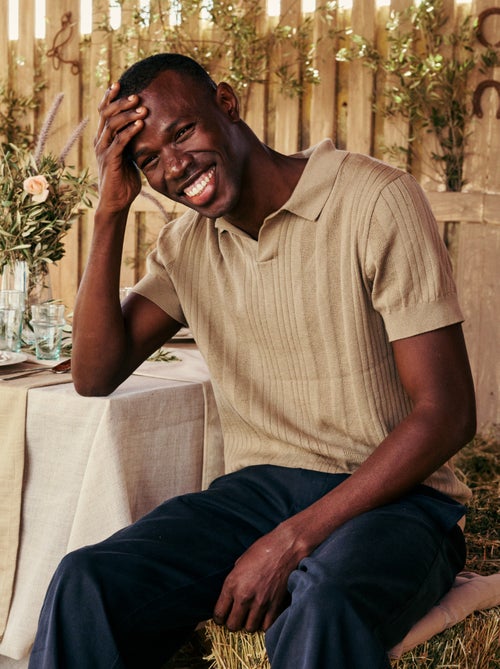 Polo en maille effet tricot - Kiabi