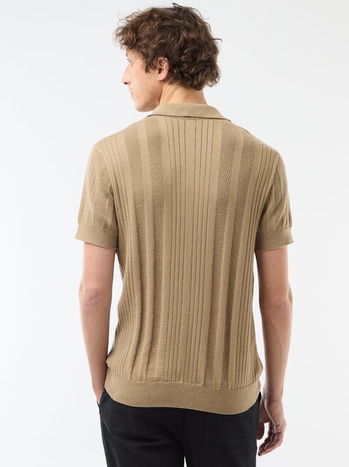 Polo en maille effet tricot - Kiabi