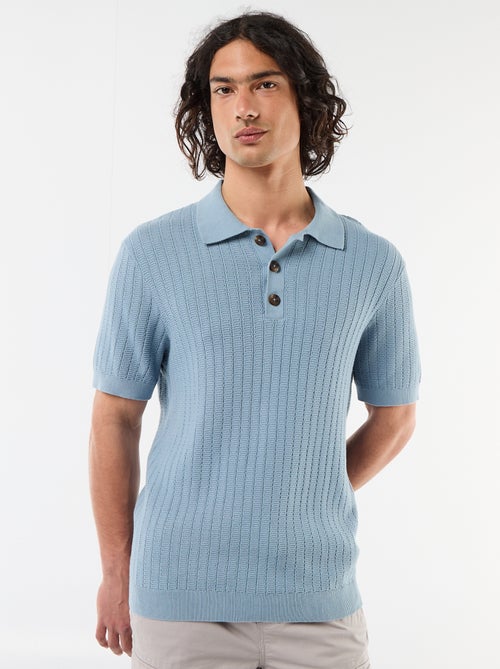 Polo en maille effet tricot - Kiabi