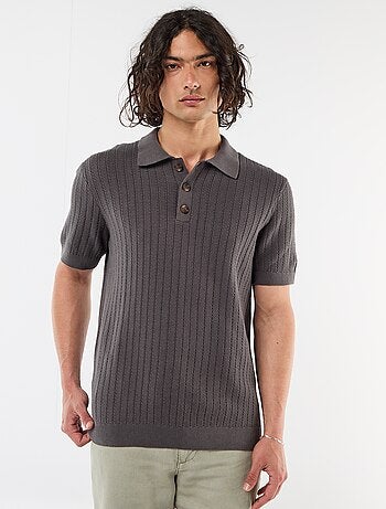 Polo en maille effet tricot